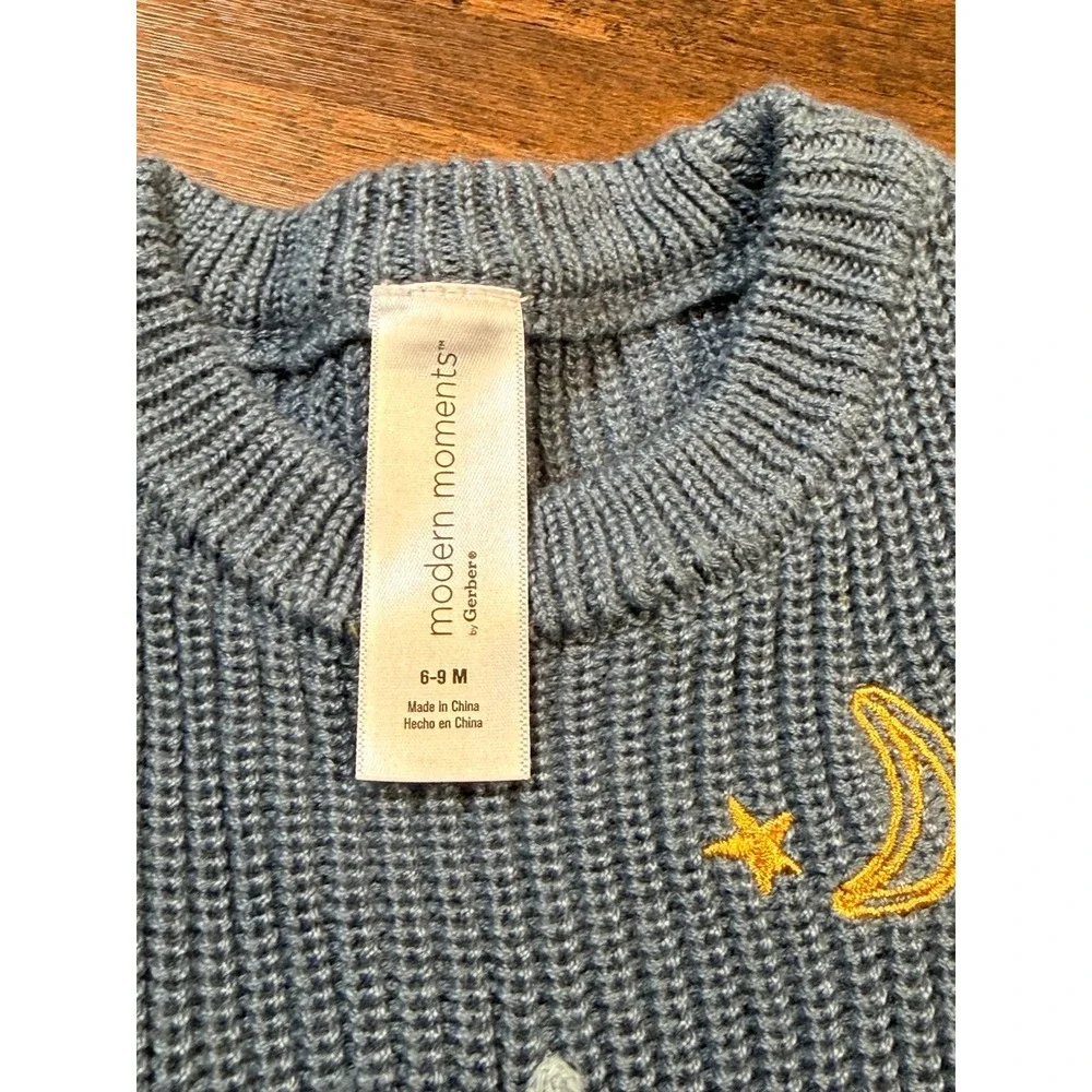 NWT Gerber Modern Moments Little Bro Celestial embroidered knit sweater.  Sz 6/9